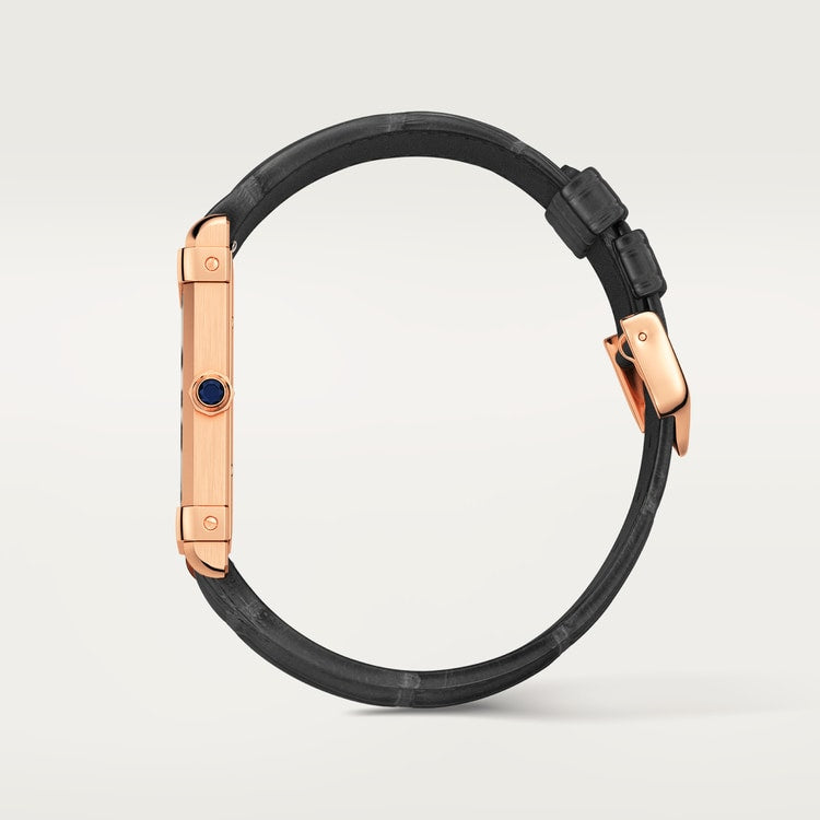 TANK CHINOISE WATCH Large model, hand-wound mechanical movement, rose gold, leather
