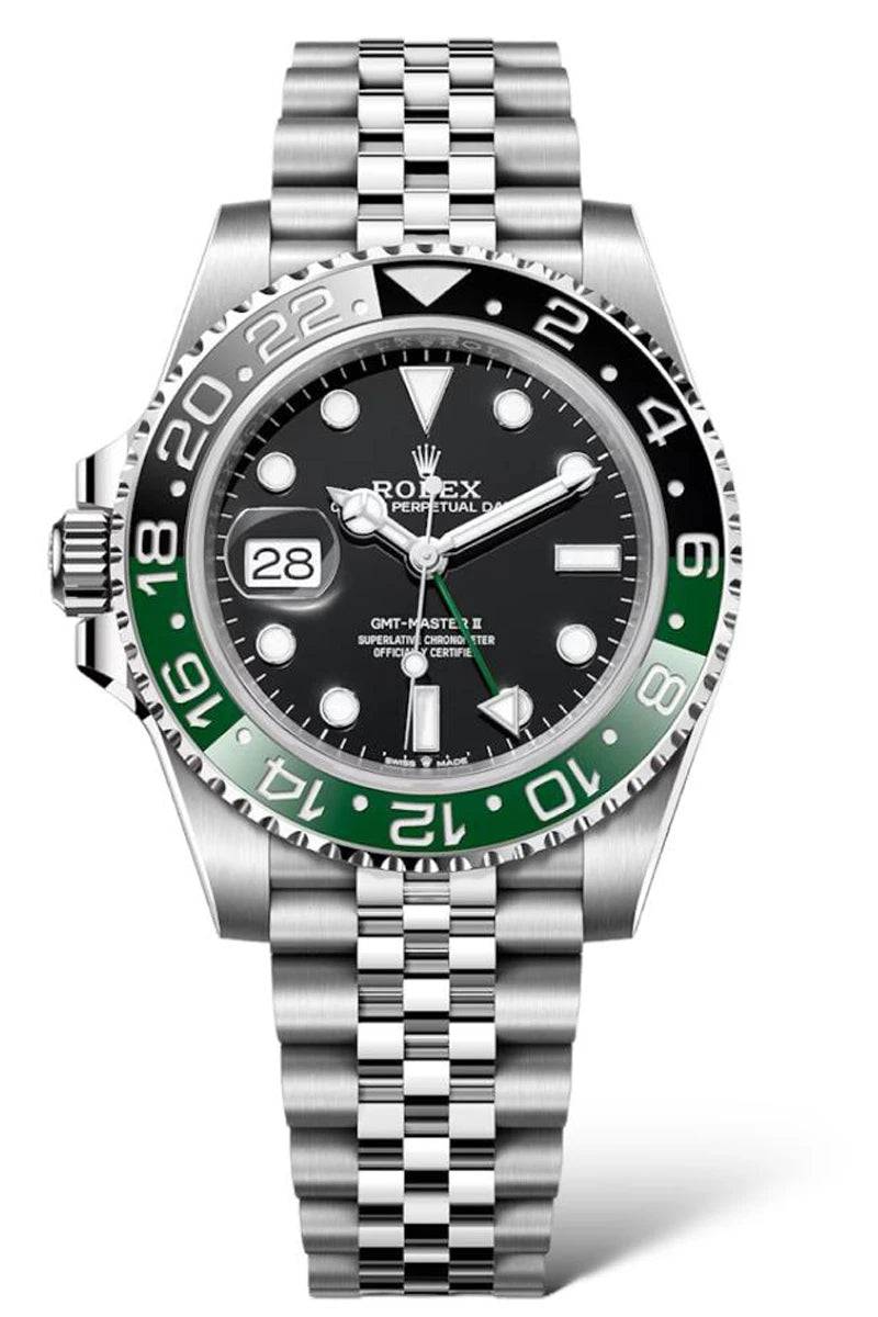 Rolex GMT-Master II Stainless Steel Green Black Cerachrom Bezel Watch