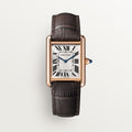 TANK LOUIS CARTIER WATCH Large model, hand-wound mechanical movement, rose gold, leather