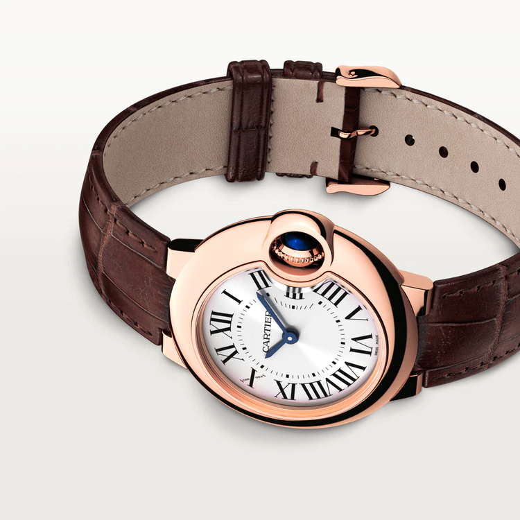 33 mm, movimiento de cuarzo, oro rosa, cuero