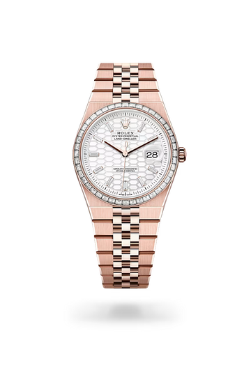 Rolex Land-Dweller 36mm Everose Gold Tone Diamond Bezel Watch
