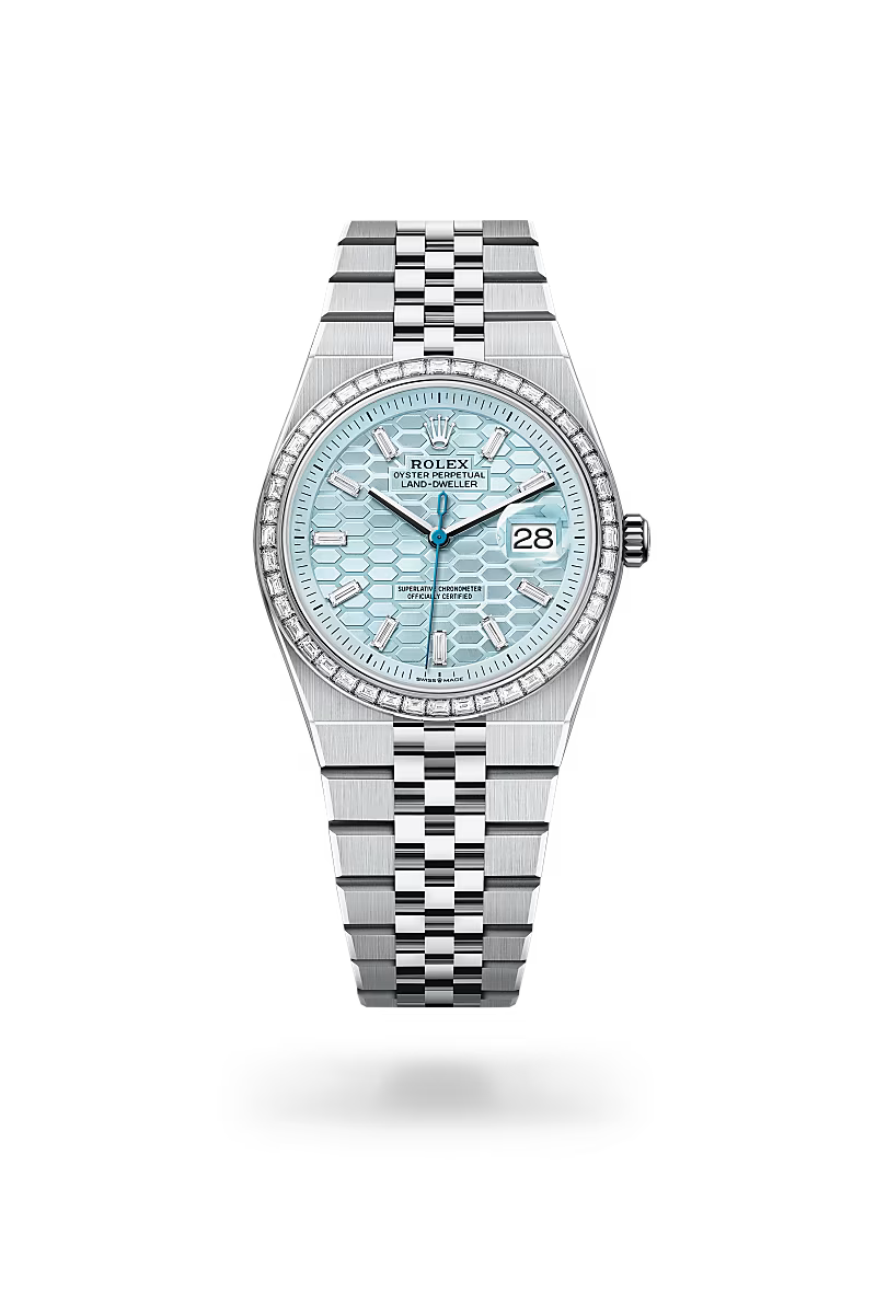 Rolex Land-Dweller 36mm Platinum Style Watch With Diamond Accents