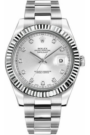 Rolex Datejust 41mm Silver Diamond Dial Men's Luxury Wristwatch