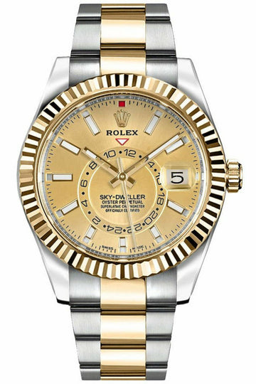 Rolex Sky-Dweller Men's Watch with Elegant Champagne Dial Finish