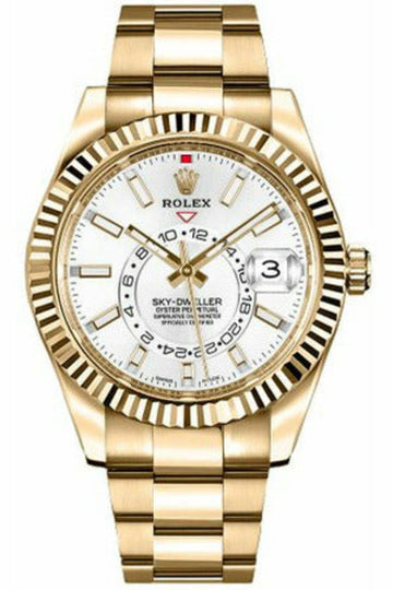 Rolex Sky-Dweller Gold White Dial Luxury Automatic Timepiece
