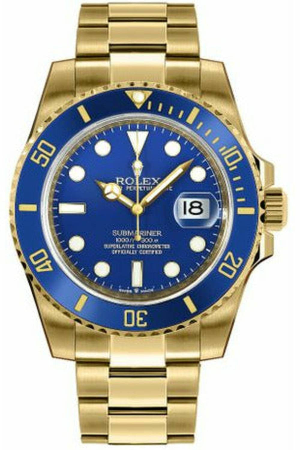 Rolex Submariner Date Solid 18k Yellow Gold Luxury Automatic Watch