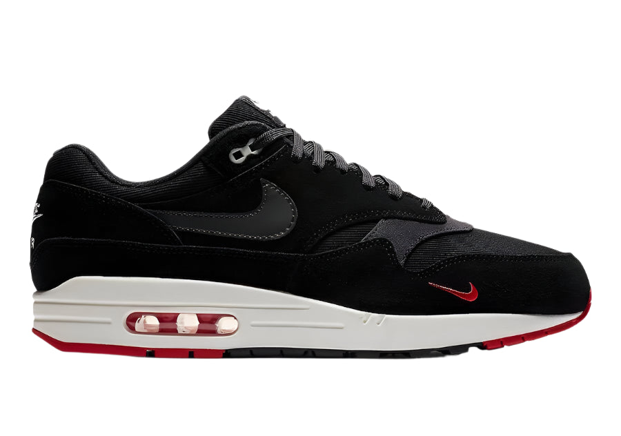 Nike Air Max 1 Premium Black  University Red  Sail Oil Grey STASP