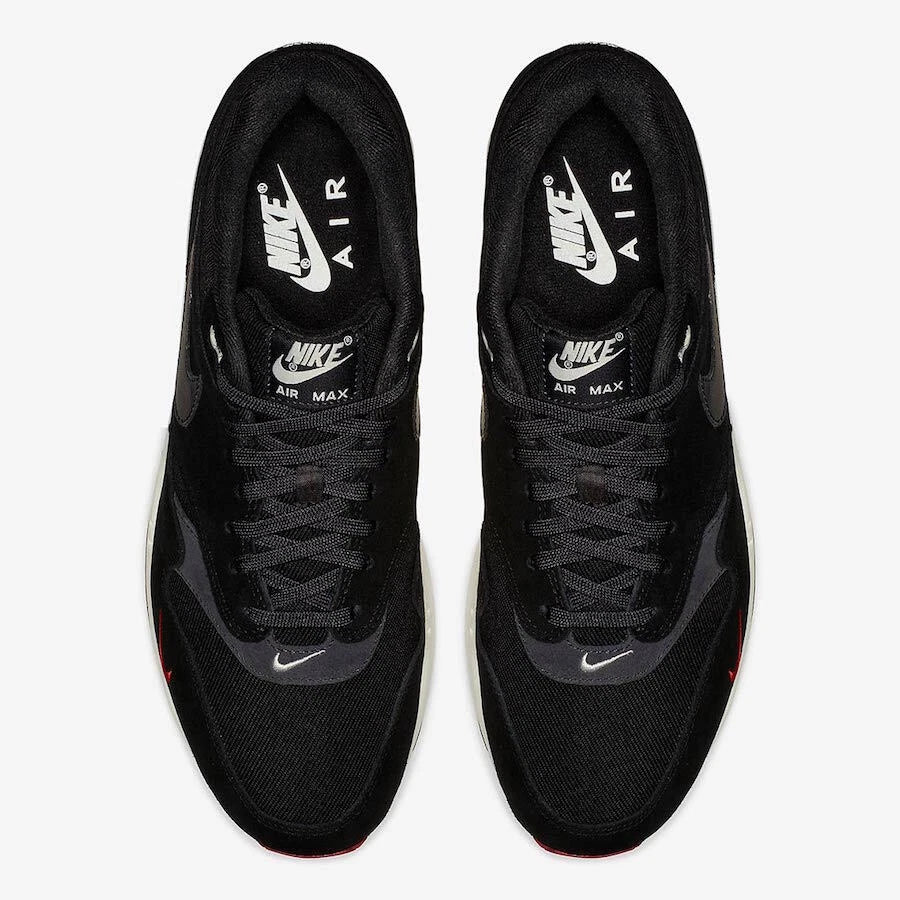 Nike Air Max 1 Premium Black  University Red  Sail Oil Grey STASP